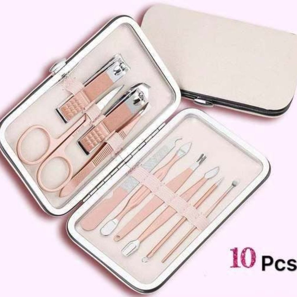 Rose Gold 10 Pcs Nail Knife Set Beauty Nail Clippers Nail Trimming Tool